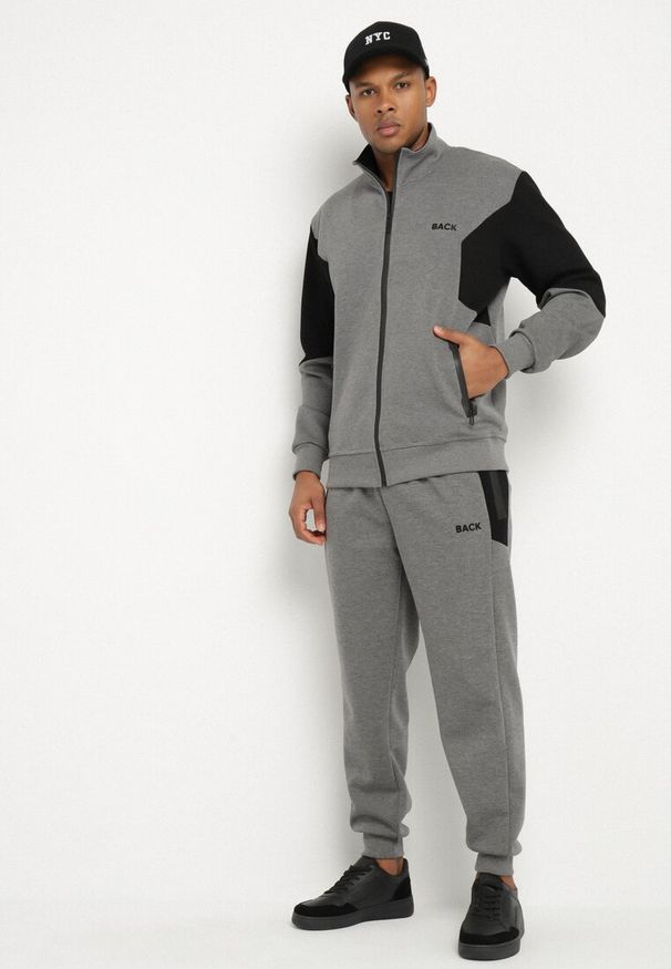 Born2be - Szare Spodnie Dresowe Joggery ze Ściągaczami i Kontrastowymi Wstawkami Napova. Okazja: na co dzień. Kolor: szary. Materiał: dresówka. Styl: elegancki, klasyczny, casual