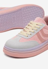 Renee - Fioletowe Sneakersy Typu Kultowe Tenisówki na Niskiej Platformie Olritia. Nosek buta: okrągły. Zapięcie: sznurówki. Kolor: fioletowy. Materiał: materiał. Obcas: na platformie. Wysokość obcasa: niski #4