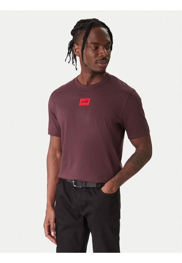 Hugo - HUGO T-Shirt Diragolino 50447978 Brązowy Regular Fit. Kolor: brązowy. Materiał: bawełna