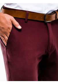 Ombre Clothing - Spodnie męskie chino P832 - bordowe - M. Kolor: czerwony. Materiał: tkanina, poliester, elastan, wiskoza. Styl: elegancki, klasyczny #2