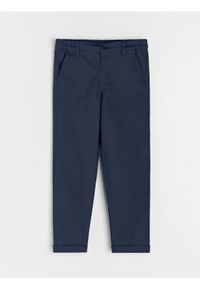 Sinsay - Spodnie typu chinos z elastycznym pasem - granatowy. Kolor: niebieski