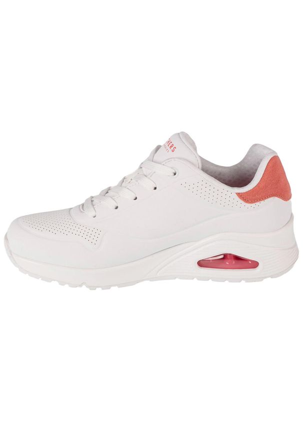 skechers - Buty sportowe Sneakersy damskie, Skechers Uno - Pop Back. Zapięcie: sznurówki. Kolor: biały. Materiał: materiał, syntetyk, tkanina. Szerokość cholewki: normalna. Sport: turystyka piesza