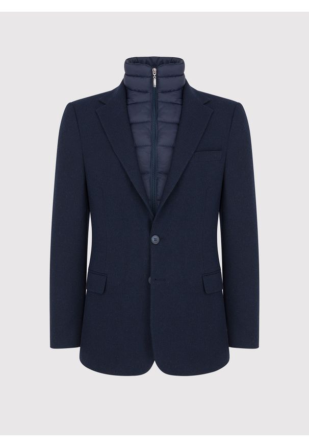 Pako Lorente - PAKO LORENTE – Granatowa marynarka męska z odpinaną podpinką. Kolor: niebieski. Materiał: elastan, poliamid, poliester, wełna, wiskoza