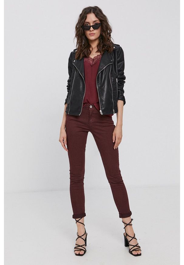 Brave Soul Jeansy damskie kolor fioletowy medium waist. Kolor: fioletowy