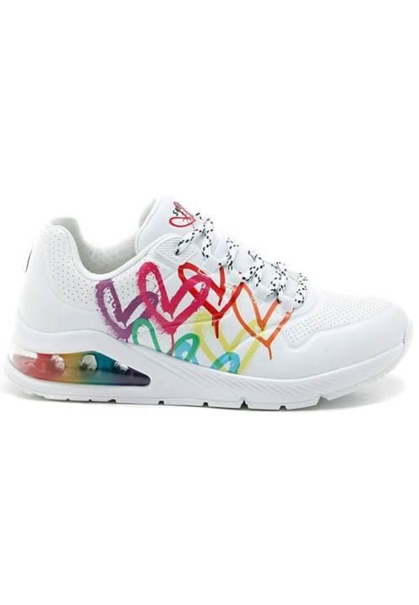 skechers - Buty do chodzenia damskie Skechers Uno 2 Floating. Zapięcie: sznurówki. Kolor: czerwony, wielokolorowy. Materiał: materiał, tkanina, syntetyk. Szerokość cholewki: normalna. Model: Skechers Sport. Sport: turystyka piesza