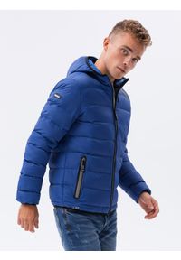 Ombre Clothing - Kurtka męska zimowa pikowana C451 - niebieska - M. Kolor: niebieski. Materiał: nylon, poliester. Sezon: zima #1