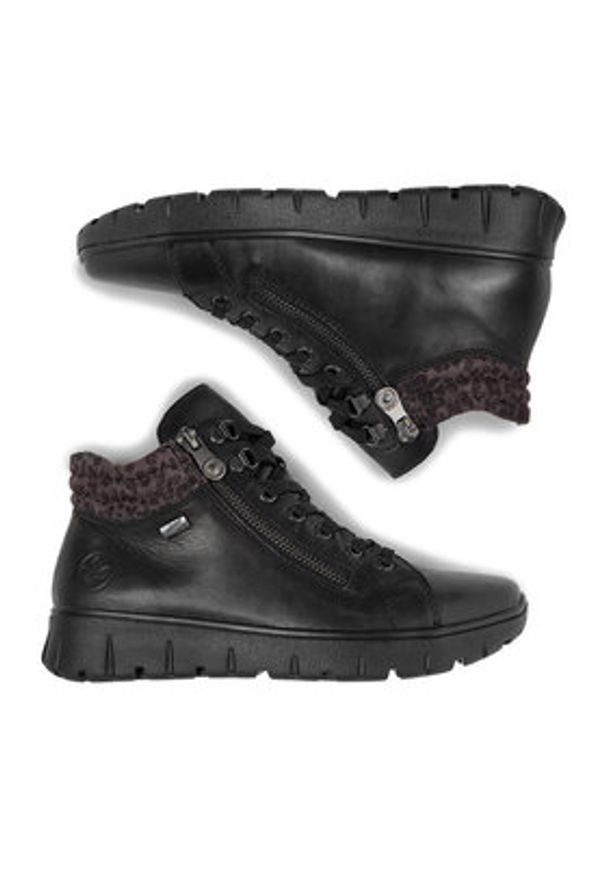 Rieker Trzewiki N1305-00 Czarny. Kolor: czarny. Materiał: skóra