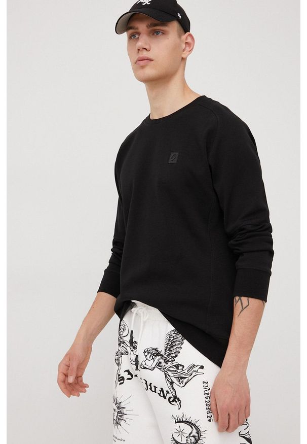 Superdry bluza męska kolor czarny gładka. Kolor: czarny. Wzór: gładki