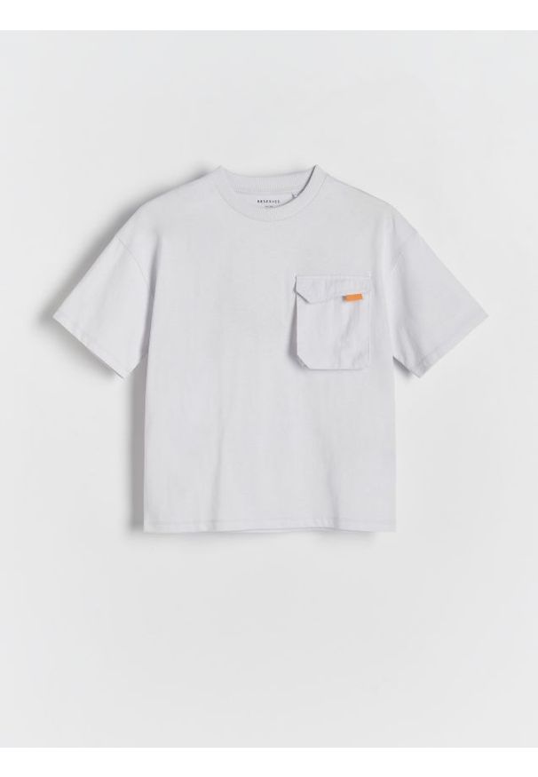 Reserved - Bawełniany t-shirt oversize - złamana biel. Materiał: bawełna