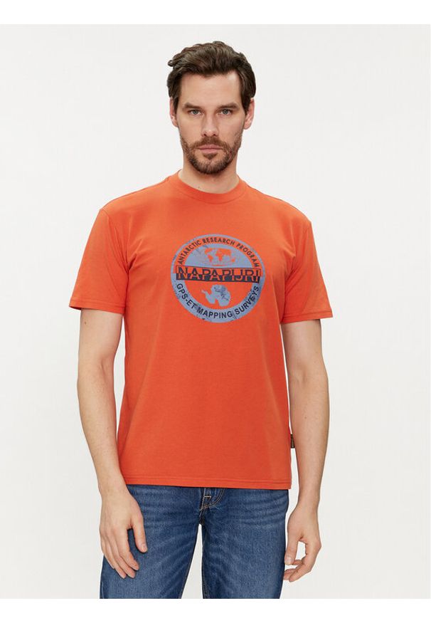 Napapijri T-Shirt S-Bollo NP0A4H9K Pomarańczowy Regular Fit. Kolor: pomarańczowy. Materiał: bawełna