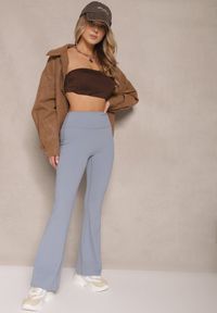 Renee - Jasnoniebieskie Legginsy Dzwony High Waist Korivienne. Okazja: na co dzień. Stan: podwyższony. Kolor: niebieski. Styl: casual, elegancki