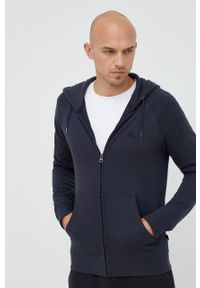 Quiksilver bluza męska kolor granatowy z kapturem gładka. Okazja: na co dzień. Typ kołnierza: kaptur. Kolor: niebieski. Materiał: bawełna. Długość rękawa: raglanowy rękaw. Wzór: gładki. Styl: casual #4