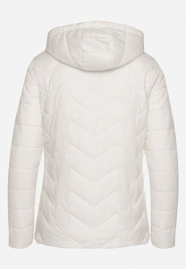 Born2be - Biała Kurtka z Odpinanym Kapturem Pikowana Ariobia. Kolor: biały