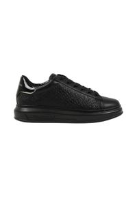 Karl Lagerfeld - KARL LAGERFELD Czarne sneakersy męskie z monogramem KAPRI Emboss, Rozmiar 44. Okazja: na co dzień. Kolor: czarny. Materiał: skóra. Szerokość cholewki: normalna #3