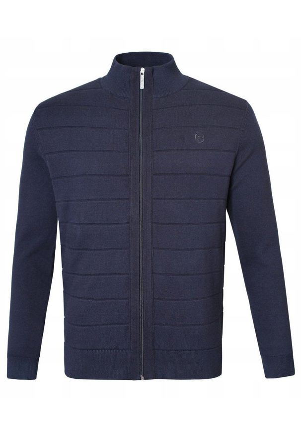 Rozpinany Sweter Męski (Kardigan) - Pako Jeans - Granatowy. Kolor: niebieski. Materiał: bawełna