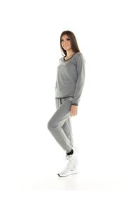 LEONE 1947 APPAREL - Damska koszulka Leone z długim rękawem Leisure. Kolor: szary. Materiał: tkanina. Długość rękawa: długi rękaw. Długość: długie. Sport: fitness