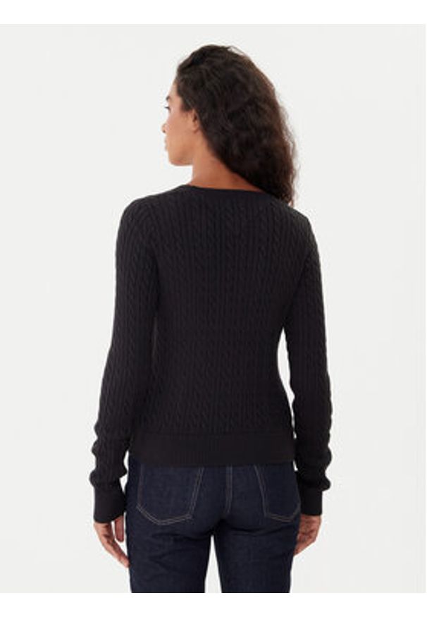 Tommy Jeans Sweter Cable Essential DW0DW22165 Czarny Regular Fit. Kolor: czarny. Materiał: bawełna