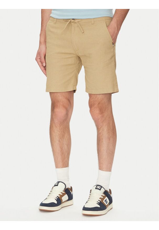 INDICODE Szorty materiałowe Inerwilo 70-815 Beżowy Slim Fit. Kolor: beżowy. Materiał: len, bawełna