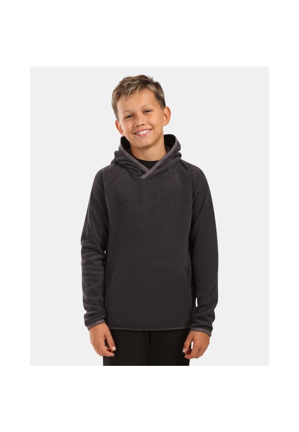 Chłopięca polarowa bluza z kapturem Kilpi FLOND-JB. Typ kołnierza: kaptur. Kolor: czarny. Materiał: polar. Sport: turystyka piesza