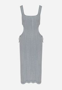 Born2be - Jasnoniebieska Bawełniana Sukienka na Ramiączkach ze Ściągaczami i Wycięciami po Bokach Nestanina. Kolor: niebieski. Materiał: bawełna. Długość rękawa: na ramiączkach. Styl: elegancki #2