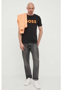 BOSS Orange - Boss Orange bluza bawełniana męska kolor pomarańczowy z nadrukiem. Kolor: pomarańczowy. Materiał: bawełna. Wzór: nadruk #5