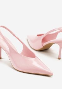 Renee - Różowe Czółenka Sandały Slingback Vices na Obcasie Typu Szpilka Tilionea. Okazja: na ślub cywilny, na wesele. Kolor: różowy. Materiał: jeans. Obcas: na obcasie. Styl: elegancki. Wysokość obcasa: średni #6