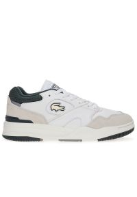 Buty Lacoste Lineshot Mesh Collar Leather Trainers 746SMA0088-1R5- białe. Okazja: na co dzień. Zapięcie: sznurówki. Kolor: biały. Materiał: mesh. Szerokość cholewki: normalna. Wzór: aplikacja #1