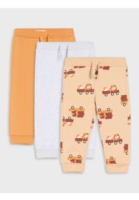 Sinsay - Bawełniane spodnie 3 pack - beżowy. Kolor: beżowy. Materiał: bawełna