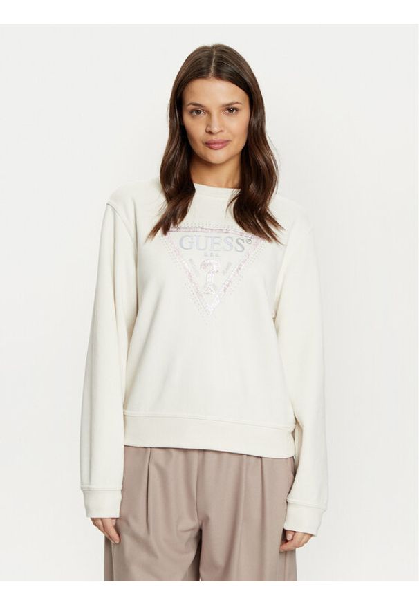 Guess Bluza W5RQ09 K8802 Écru Regular Fit. Materiał: bawełna, syntetyk