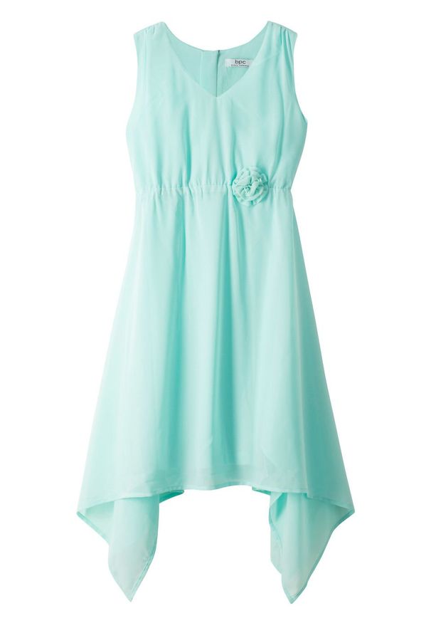 Sukienka dziewczęca szyfonowa bonprix pastelowy miętowy. Kolor: zielony. Materiał: szyfon