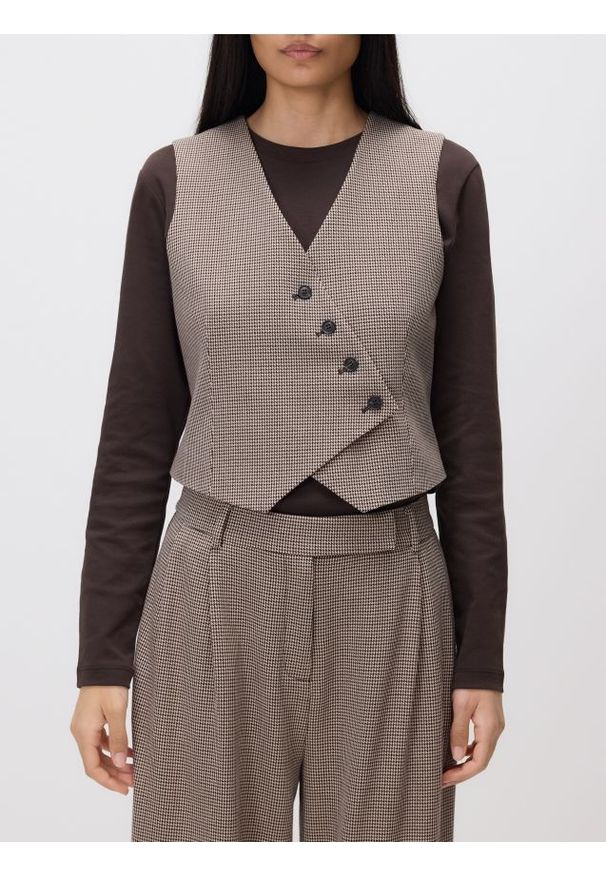 Reserved - Asymetryczna kamizelka garniturowa - wielobarwny. Materiał: wiskoza, tkanina