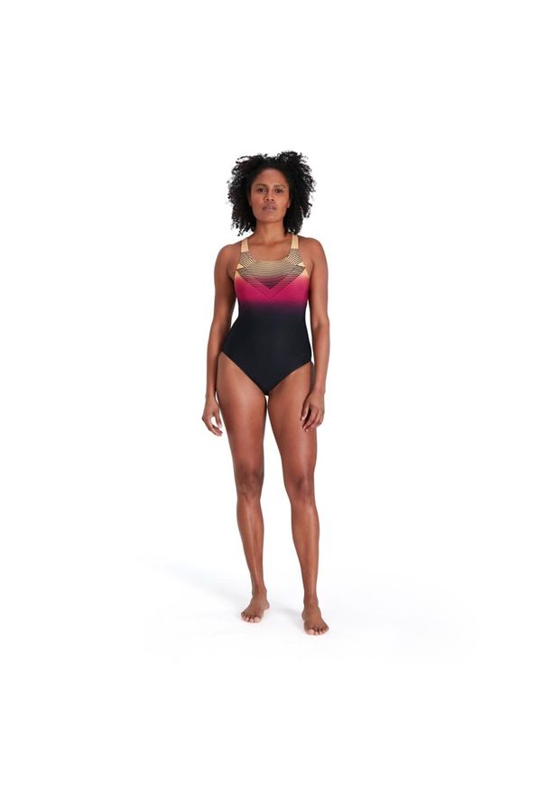 Strój Kąpielowy Speedo Digital Medalist – Czarny/Papaja/Magenta – Rozmiar 28. Kolor: czerwony, wielokolorowy, czarny