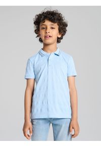 Sinsay - Koszulka polo z ozdobnym kołnierzykiem - błękitny. Typ kołnierza: polo. Kolor: niebieski