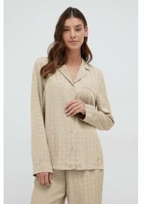 Guess piżama damska kolor beżowy satynowa. Kolor: beżowy. Materiał: satyna #3