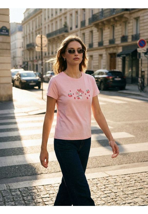 Sinsay - Bawełniana koszulka z nadrukiem My melody - różowy. Kolor: różowy. Materiał: bawełna. Wzór: nadruk