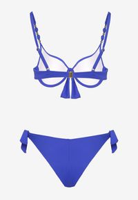 Renee - Niebieskie Bikini Majtki i Biustonosz z Wiązaniem Sadeenne. Kolor: niebieski. Wzór: aplikacja #5