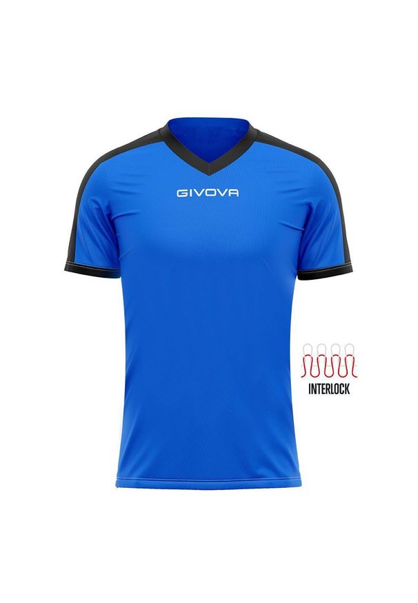 Koszulka piłkarska dla dzieci Givova Revolution Interlock. Kolor: czarny, niebieski, wielokolorowy. Sport: piłka nożna