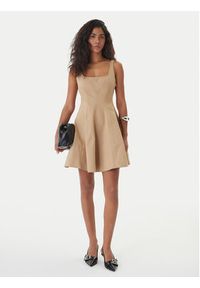 Hugo - HUGO Sukienka codzienna Kademe 50559409 Beżowy Regular Fit. Okazja: na co dzień. Kolor: beżowy. Materiał: bawełna. Typ sukienki: proste. Styl: casual #5