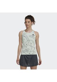 Adidas - Damski klub tenisowy graficzny tank top adidas. Kolor: zielony. Sport: tenis