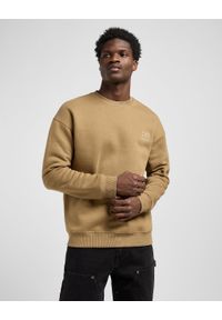 Lee - MESKA BLUZA LEE WW ESSENTIAL CREW DARK KHAKI 112372357. Kolor: brązowy #1