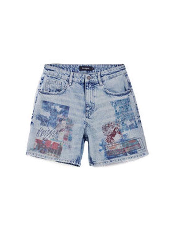 Desigual Szorty jeansowe Inidan 25SWDD24 Niebieski Straight Fit. Kolor: niebieski. Materiał: bawełna