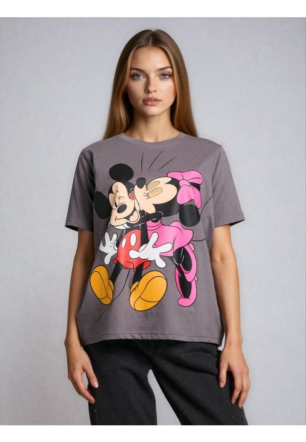 Sinsay - Koszulka z krótkim rękawem Mickey Mouse - szary. Kolor: szary. Długość rękawa: krótki rękaw. Długość: krótkie. Wzór: motyw z bajki
