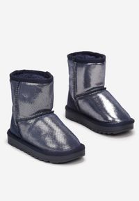 Born2be - Granatowe Śniegowce Antilea. Wysokość cholewki: za kostkę. Nosek buta: okrągły. Zapięcie: bez zapięcia. Kolor: niebieski. Materiał: materiał, futro. Szerokość cholewki: normalna #2