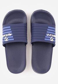 Born2be - Granatowe Klapki Sportowe z Piankowego Materiału Thesedice. Okazja: na co dzień. Kolor: niebieski. Materiał: materiał. Sezon: lato. Styl: sportowy #2