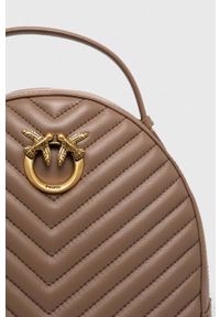Pinko plecak skórzany Answear Exclusive damski kolor brązowy mały gładki. Kolor: brązowy. Materiał: skóra. Wzór: gładki #4