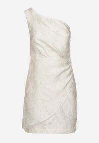 Born2be - Biała Taliowana Sukienka na Jedno Ramię w Kwiaty Halelitia. Okazja: na imprezę. Kolor: biały. Wzór: kwiaty. Sezon: lato. Typ sukienki: asymetryczne #2