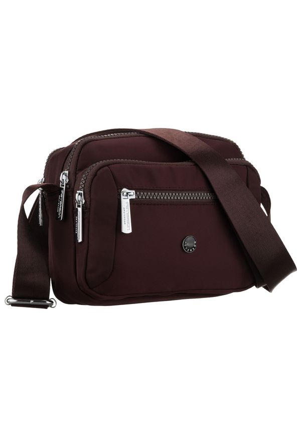 Bordowa listonoszka damska z poliestru zawieszona na regulowanym pasku Peterson PTN CTY-20. Kolor: czerwony