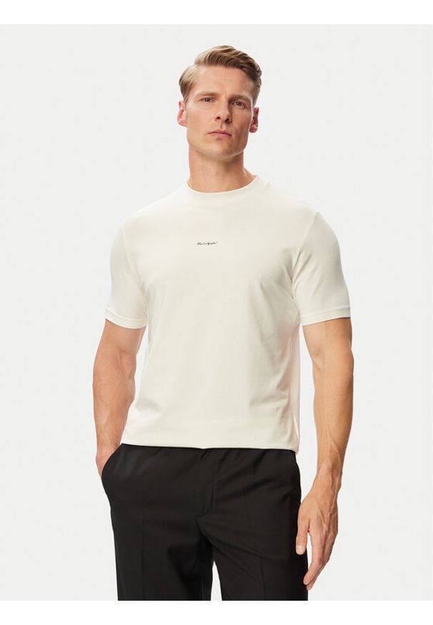 Karl Lagerfeld - KARL LAGERFELD T-Shirt 755037 563221 Biały Regular Fit. Typ kołnierza: dekolt w karo. Kolor: biały. Materiał: bawełna
