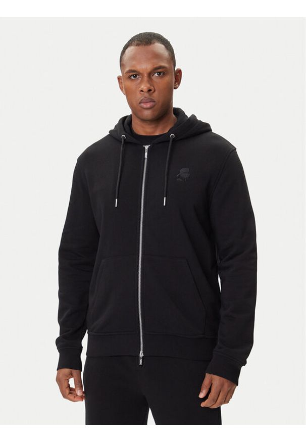 Karl Lagerfeld - KARL LAGERFELD Bluza 705751 500900 Czarny Regular Fit. Typ kołnierza: dekolt w karo. Kolor: czarny. Materiał: bawełna