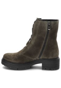 Zielone Botki Armodo Damskie Modne Obuwie. Zapięcie: zamek. Kolor: zielony. Materiał: nubuk. Styl: elegancki